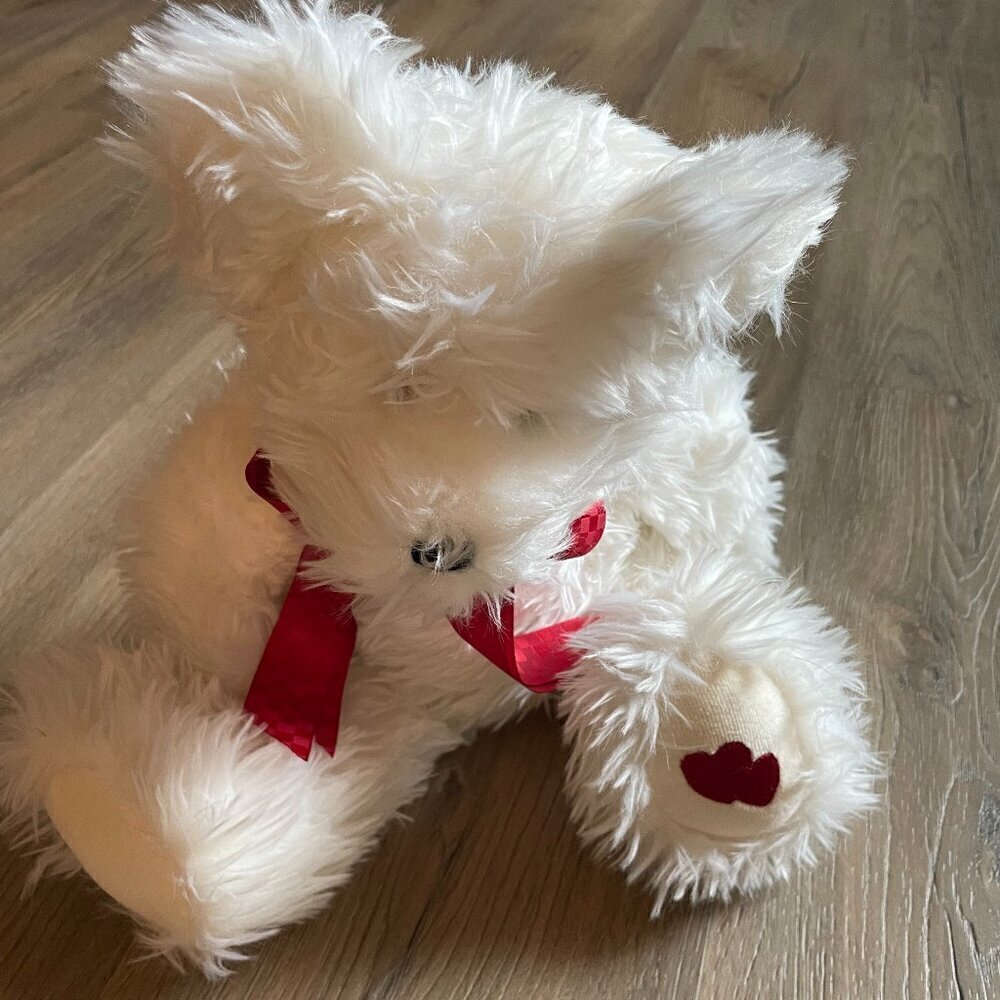 Boyds Bears White B. Everluvin Bear Plush Jointed 17" Tall Hearts